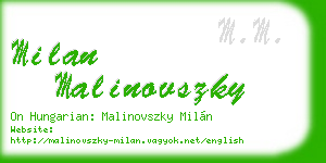 milan malinovszky business card